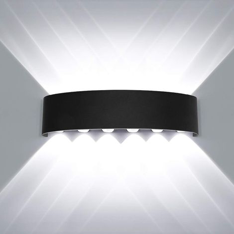Moderne Imperméable Applique Murale Up Down Aluminium Lèche-murs LED Intérieur Extérieur pour Salle de Bains Chambre à Coucher Couloir Salon Porche Escalier, 12W Blanc JUNJUN