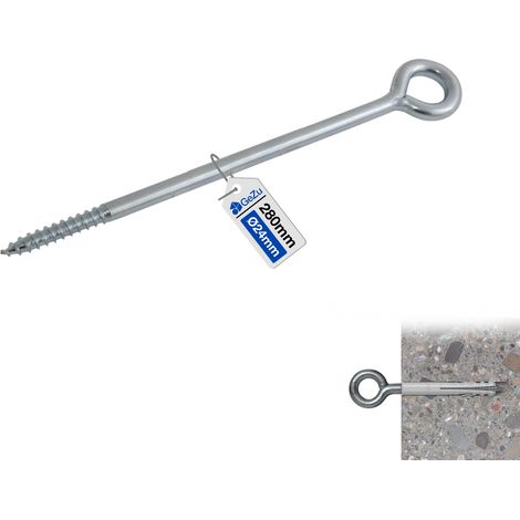 Boulon à œil galvanisé 230 mm – Tige filetée robuste avec anneau fermé – Piton à visser pour fixation bois et méta – GeZu Impex