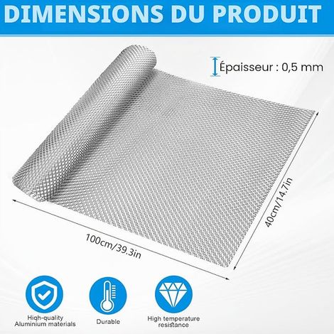 100 x 40 cm - Protection contre la chaleur - En aluminium - Pour sport - Plaque en alliage d'aluminium - Pour pot d'échappement - En aluminium gaufré - Isolation thermique du moteur (1/2)