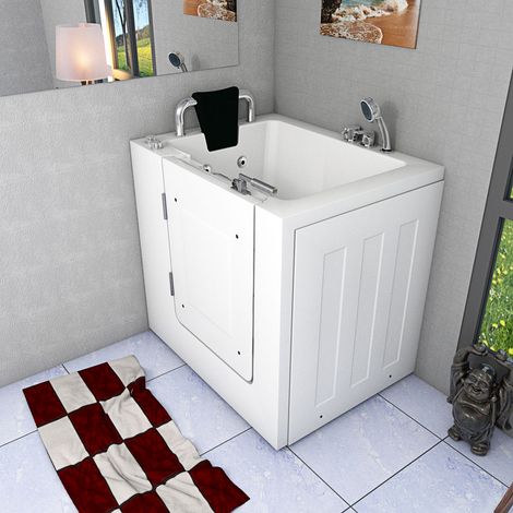 Sitzwanne Whirlpool Badewanne mit Tür S02WP-A 78x100cm (1/5)