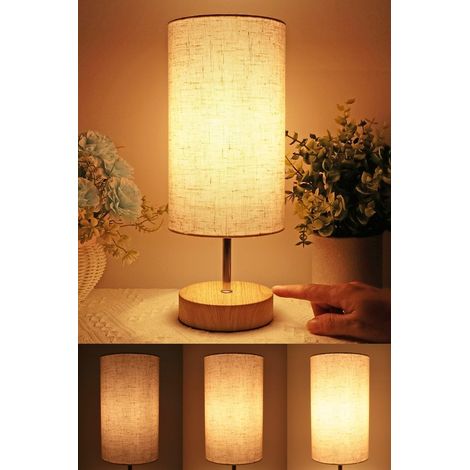 Touch Bedside Lamp, 34 cm Dimmable Touch Table Lamp Control Modern Retro LED Table Lamp with Bulb for Reading Living Room Children's Room Fabric Shade for Bedroom Hotel (1/5)