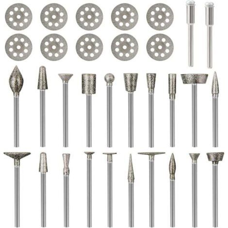 Jeu de fraises diamantées pour Dremel, kit de gravure sur métal, meuleuse à matrice 1/8", 32 pièces