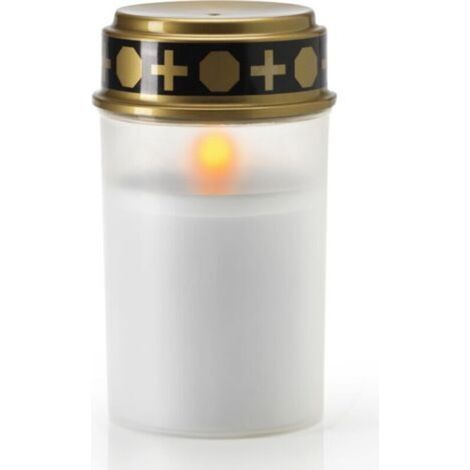 Lanterne funéraire LED blanche avec batterie et durée d'éclairage jusqu'à 6 mois - Bougie funéraire LED avec effet vacillant réaliste