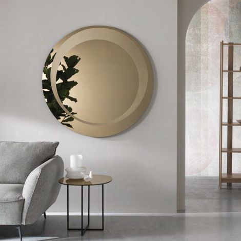 Specchio tondo con decorazione sabbiata D120 cm LEVI Bronzo (1/2)