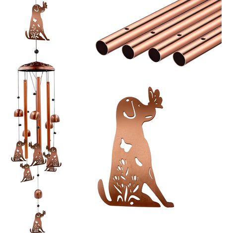 (Chien)Carillon à Vent Chien en Métal 91 cm pour Extérieur, Carillon Éolien en Métal, Cloche Suspendue de Jardin, Décoration pour Patio, Porche, Cour, Cadeau pour Femmes