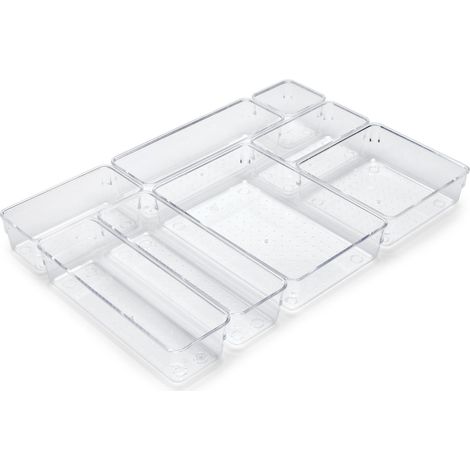 emuca kit de 8 cubos organizadores cube para cajón, plástico, transparente