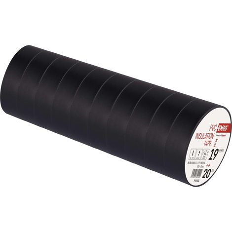 Nastro isolante in PVC, 20 m, 19 mm/0,13 mm, nero, 10 pezzi