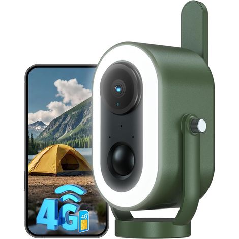 Xega Caméra de Surveillance 4G LTE Portable 2K avec Carte SIM – Batterie 6000 mAh, Détection PIR Humaine, Magnétique, Idéale Camping/RV/Voyage, IP65 (1/5)