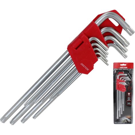 Dekton Extra Long  Star Torx Allen Key Security Wrench Set  T10 - T50 9 Pc Keys