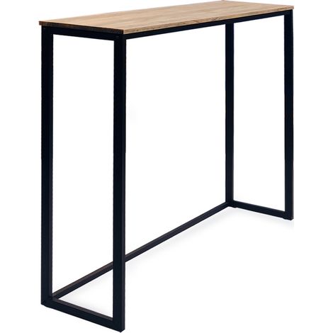 Mesa Alta 118x30x110cm iCub ECO Line Negra en madera maciza de pino acabado envejecido estilo industrial Box Furniture (1/5)