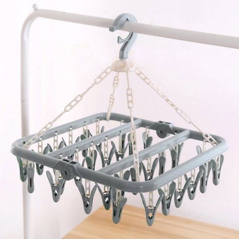 Séchoir rotatif gris 32 pinces, pour petit linge, plastique. (1/5)