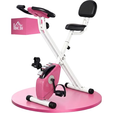 Cyclette Pliable en Acier Magnétique 8 Niveaux avec Écran LCD et Hauteur Réglable pour Fitness à Domicile en Rose (1/5)