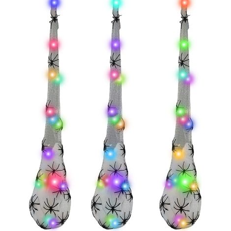 3 Sacs d'œufs d'araignée lumineux Halloween, toile d'araignée décorative suspendue pour arbre, jardin extérieur et intérieur.