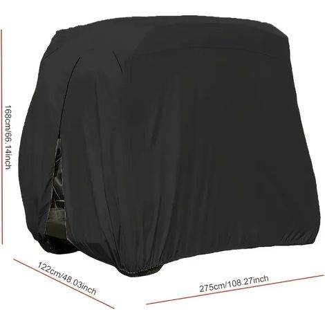 (275x122x168cm) Housse de voiturette de golf monobloc, housse imperméable 210D, adaptée aux voiturettes de golf EZ GO Club Yamaha. (1/4)