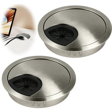 2 Pack 60mm Desk Grommet Kit en Alliage de Zinc, Organiseur de Câbles (1/5)