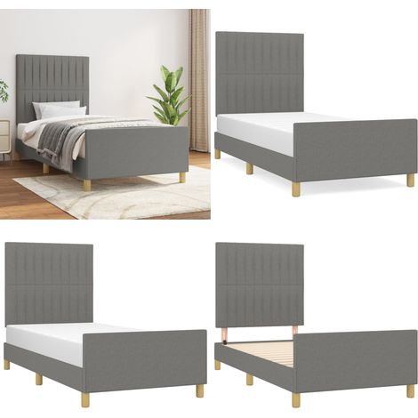 Bettgestell ohne Matratze Dunkelgrau 100x200 cm Stoff - Bettsofa - Boxspringbetten - Doppelbett - Einzelbett - Lattenrost - Home & Living (1/5)