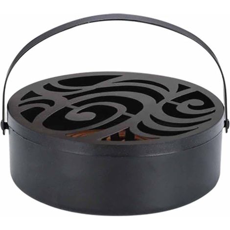 Stainless Steel Mosquito Coil Holder, Mosquito Coil Holder Incense Holder with Lid and Handle, Retro Container Metal Holder for Mosquito Coil Insect Spirals
