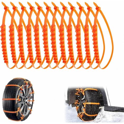 Chaîne à Neige pour Voiture, 12 Pièces Chaînes à Neige pour Auto, Chaine Neige Antidérapantes Universelles, Hiver Pneus Anti-dérapage Chaînes, Réglables, pour Voitures Camions SUV Moto Vélo (1/5)