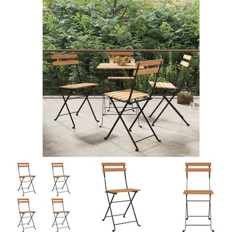 Klappbare Stühle - vidaXL Bistrostühle 4 Stk. Klappbar Massivholz Teak und Stahl - Gartenmöbel (1/5)