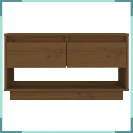 813842 Meuble TV Marron miel 74x34x40 cm Bois de pin massif (1/5)