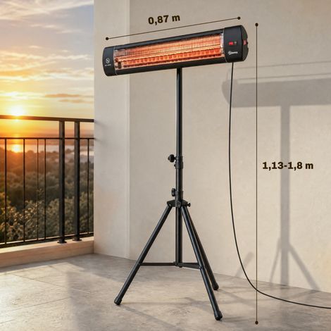 Chauffage infrarouge 2500 W pour terrasse, commande tactile et télécommande, 3 niveaux de chauffe, pied réglable en hauteur (1/5)