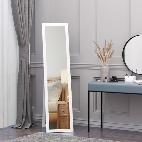 Specchio a figura intera, autoportante, da parete, con cornice in MDF, 37 x 37 x 154 cm, bianco