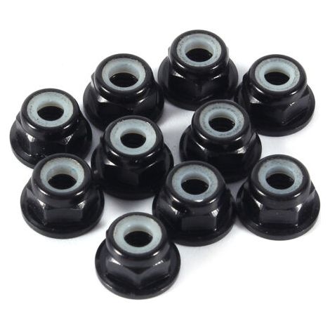 Lot de 10 écrous hexagonaux autobloquants M3 en aluminium avec insert en nylon noir