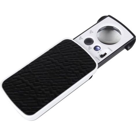 Loupe portative éclairée par LED - Loupe 30X, 60X, 90X - Loupe de lecture éclairée pour seniors - Loupe de poche pliable noire pour bijoux, pièces de monnaie, diamants et timbres (1/4)
