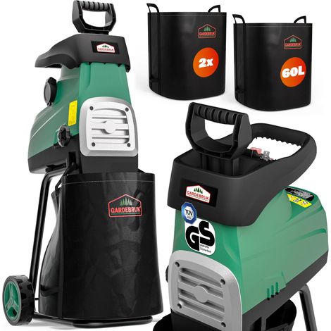Broyeur de végétaux électrique 3.100 W, coupe branches jusqu'à 44 mm, 2 sacs de 60 L (1/5)
