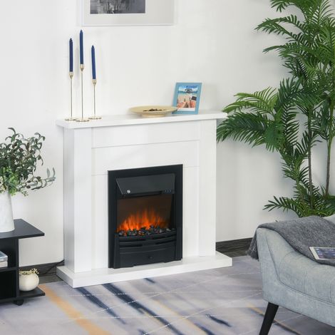 Chimenea Eléctrica Decorativa con 2 Configuraciones de Calor Temporizador y Llama Regulable 102x30x95cm Blanco (1/5)