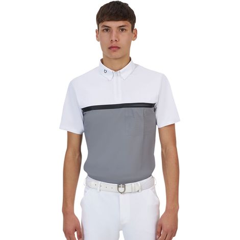 taglia XXL EQUESTRO Ridertechnology Polo BIANCO/GRIGIO ZIP UOMO (1/3)