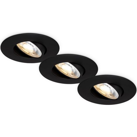 Lot 3 Spots Encastrables LED, CCT, IP23, 90mm, Noir (1/5)