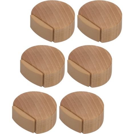 Set di 6 fermaporta autoadesivi in legno, marrone scuro, dimensioni 4,5x4,2x1,6 cm. (1/5)