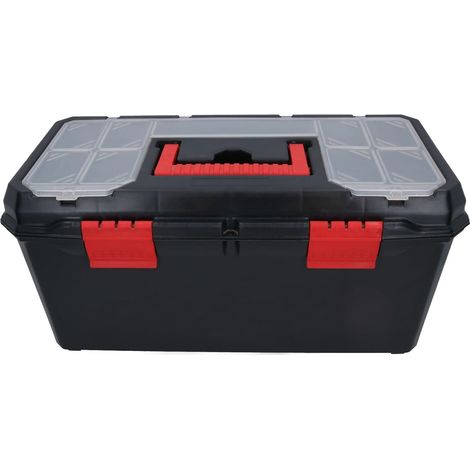 Caja de herramientas con bandeja extraible y compartimentos 560 x 280 x 255 mm, negro (1/5)