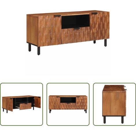 Rangement tv - Meuble TV avec tiroir Finition Acacia Brun 105 x 33 x 46 cm (1/5)