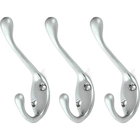 Patères, lot de 3 patères doubles en métal à fixer au mur