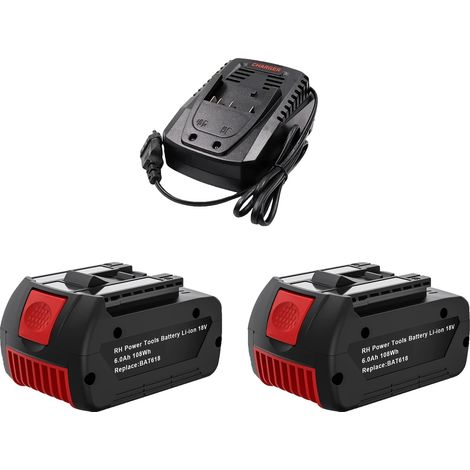 Batería de repuesto, 18 V, capacidad de 6000 mAh, 2 baterías, 1 cargador (1/2)