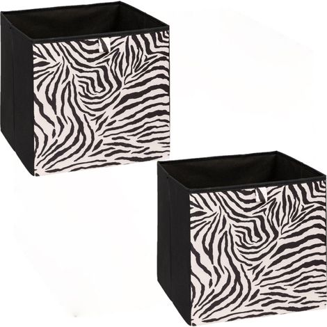 Lot de 2 boîtes de rangement cubes à motifs zèbre MIX'N MODUL (1/4)