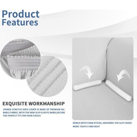 Housse de Canapé, Extensible, antidérapante, avec accoudoirs,1 place, Housse de Protection élastique pour canapé - Blanc (1/3)
