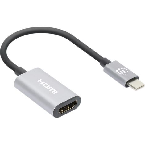 Manhattan Adaptateur USB HDMI 2.0 Prise femelle HDMI-A, USB-C® mâle 0.11 m gris sidéral 153973