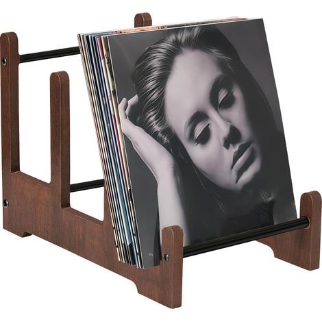 Schallplattenhalter: Aufbewahrungsregal für Schallplatten (37 x 27 x 24 cm), Ständer für ca. 60 Schallplatten, Zeitschriften, Bücher, Akten (1/5)
