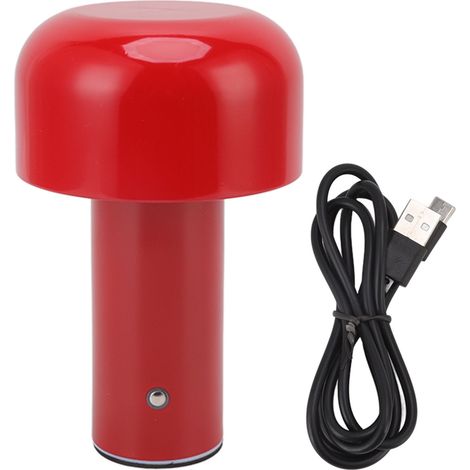 Lampe de bureau LED en forme de champignon, chargement USB, 3 couleurs de température, lampe de Table tactile pour Restaurant, étude, rouge