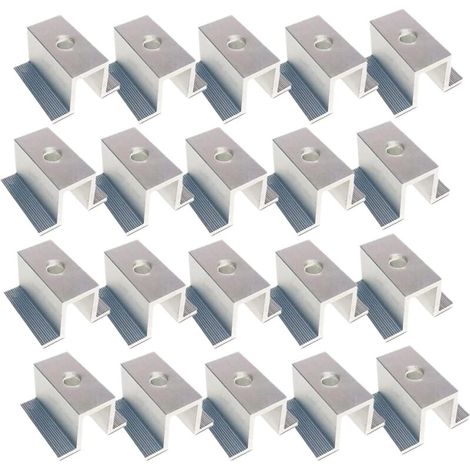 Lot De 20 Panneaux Solaires Pv En Aluminium - Pince Centrale - Supports De Fixation - Panneau Solaire Pour Panneau Solaire -Pince Pour Montage De ProfiléS (1/5)