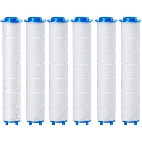 Filtres de douche remplaçables 6 pièces 9,5 x 2,4 cm, filtre de douche amovible, osmose inverse, filtration du chlore, du fluor et des particules (9,5 x 2,4 cm) (1/3)
