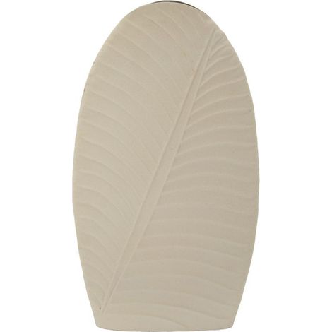 Vaso Dune Tall alto in metallo crema con decoro a foglia