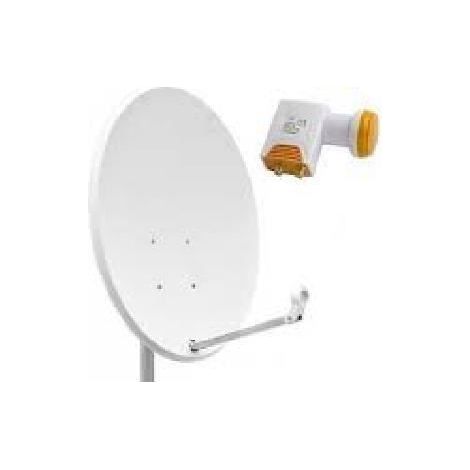 Parabole Satellite - HDME - 80cm - Acier blanc - LNB Quad Universel - 0,1dB