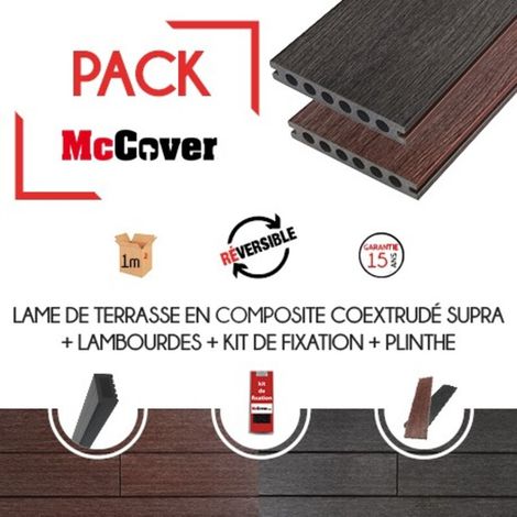 1 m² Supra WPC Terrassendielen Set mit Zubehör (4 Farben) - Mahagoni 3600x145x23mm