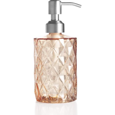 Distributeur de savon en verre pour la cuisine, la salle de bain – Bouteille en verre transparent rechargeable, huile essentielle, lotion pour shampoing (ambre) (1/5)