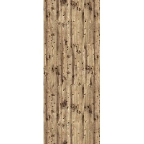 Panneau mural douche en alu-composite VIPANEL - Bois Décor Pin Brûlé - Finition Mat Perle - 100x255cm (1/5)