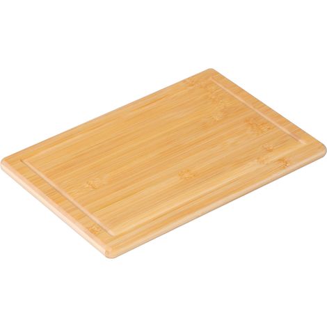 Relaxdays cutting board with juice groove, 30 x 45 cm, hygienic bamboo, non-slip serving board, natural